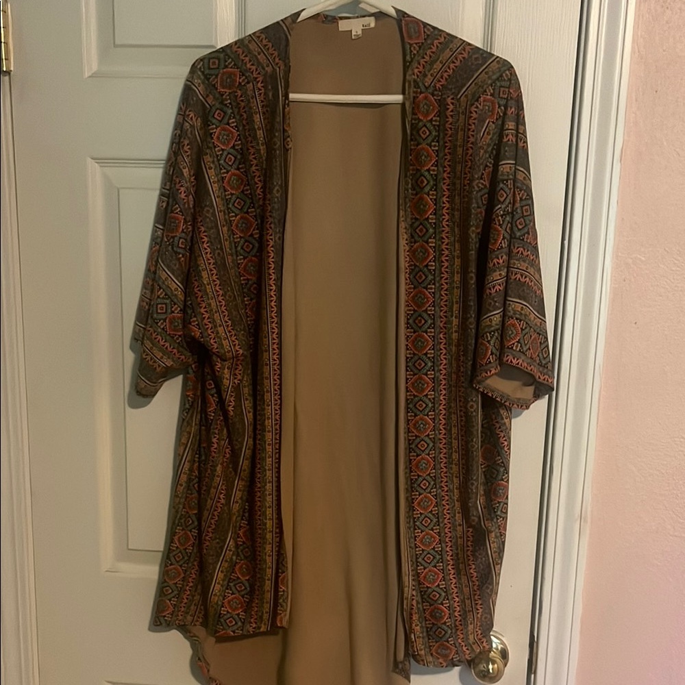 Kaii Brown and Orange Bohemian Shrug